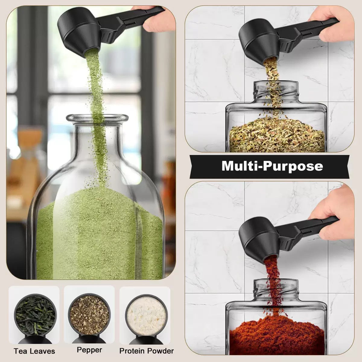 Coffee Scoop & Funnel for Reusable K-Cup – 2 Tbsp Measuring Spoon